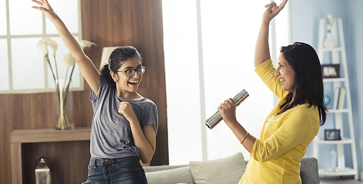 Happy Mom and Daughter