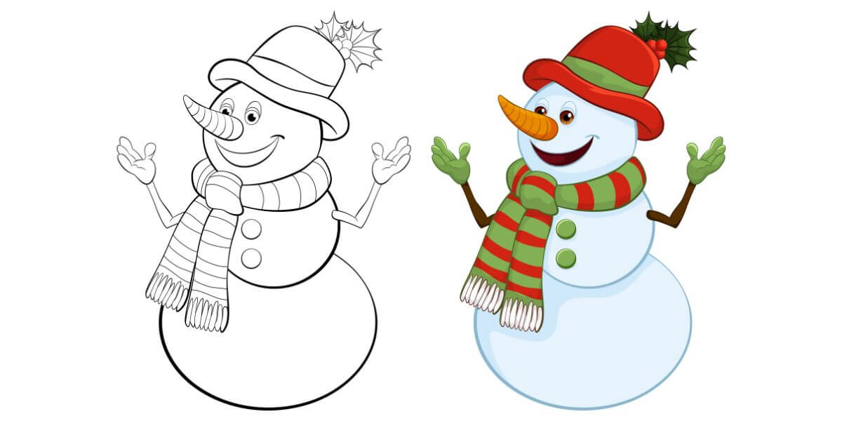 Snowman with scarf Drawing