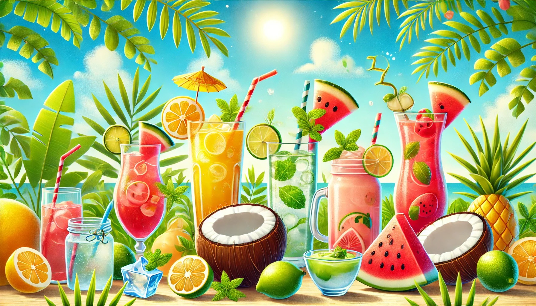 Colorful Tropical Fruit Drinks